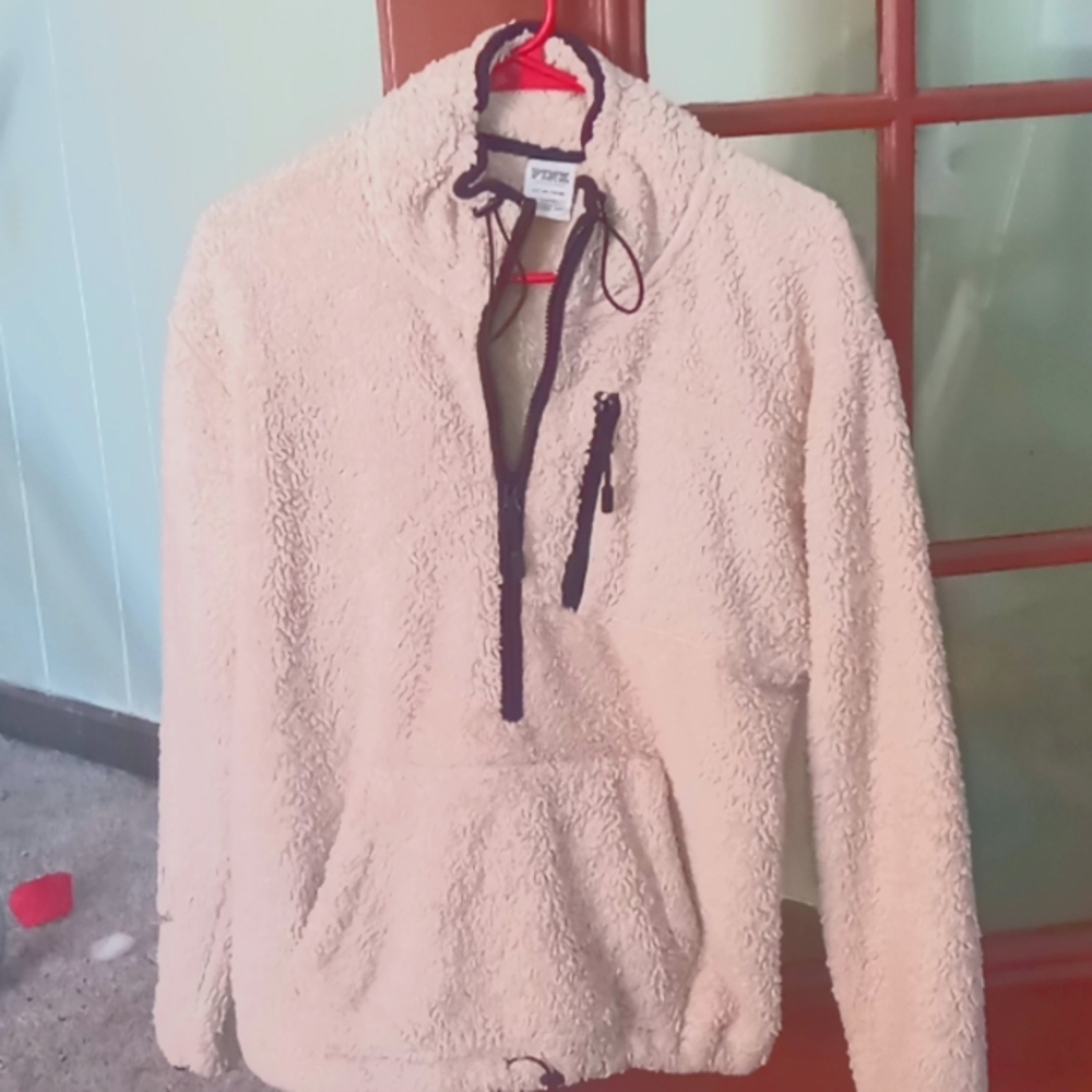 Pink Sherpa fleece pullover